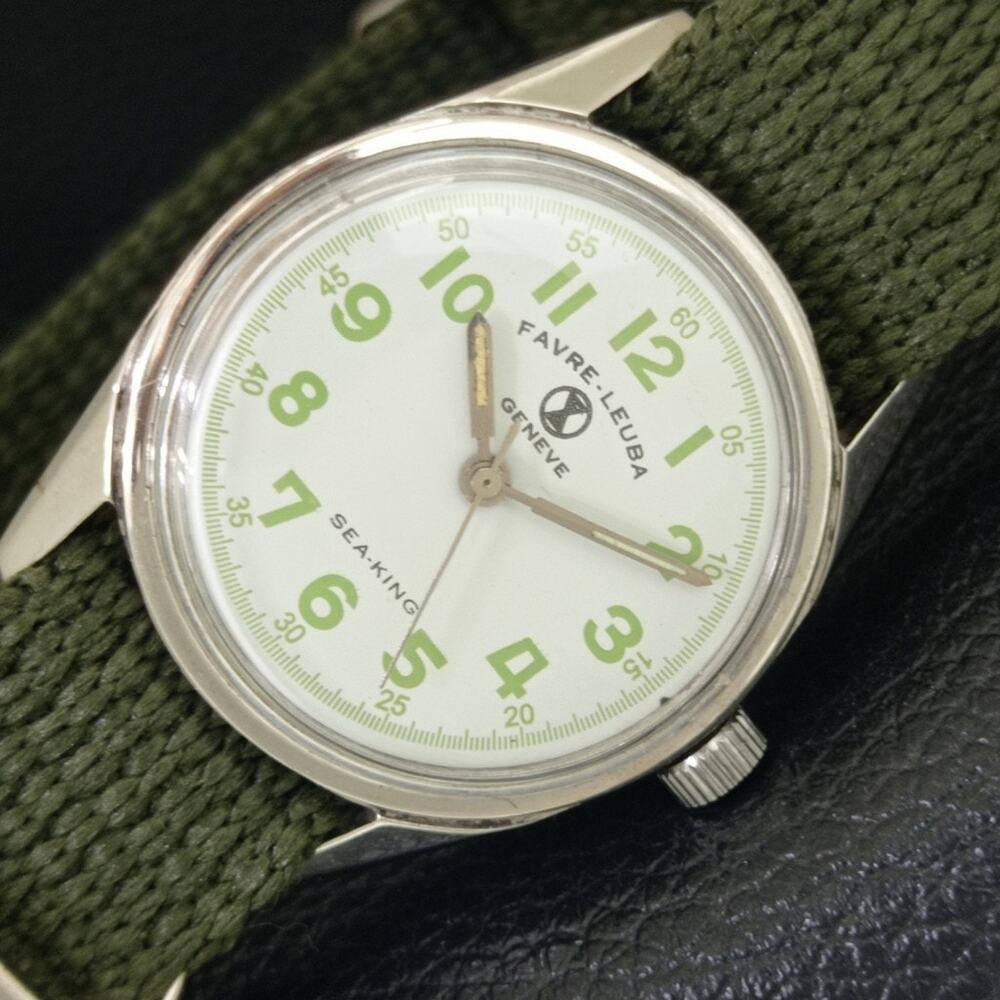Vintage 1989 Favre Leuba Manual Mens Silver Watch W/Nato Strap